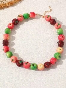 NAIZHU 1/2pcs Fashion Creative Colorful Y2K Dopamine Resin Fruit Necklace Blueberry Apple Mangosteen Necklace Daily Party Accessory - Multicolor - View 26