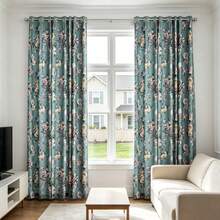 1PC Oil Painting Style Large Rose 70% Blackout Curtain, Grommet Top Printed Floral Botanical Vintage Fabric Curtain, Suitable For Holiday Home Decor - Multicolor - View 11