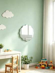 1pc Acrylic Mirror Floral Pattern Wall Sticker, Wall Decor, Children's Room Decorative Mirror, Home Supplies - Silver - View 5