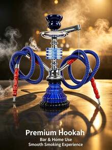 1 Set Single/Double Tube Black/Pink/Blue Portable Water Pipe Set, Aluminum Alloy Silicone Anti-Scald Bowl, Foldable Charcoal Rack, With Silicone Water Pipe, Modern Minimalist Outdoor Smoking Accessory, High-End Holiday Gift, Random Style - Hot Pink - View 5