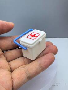 Miniature Medicine Box Model, Flip-Top Small Storage Box With Handle, Model House Decor, Desktop Gadget Storage Box, Creative Ornament, Halloween Decoration - Miniature First Aid Kit - View 8