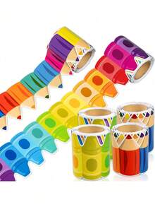 1pc Vibrant Rainbow Crayon Classroom Border Decoration, Back To School Wall Trim, Easy To Stick, Suitable For Blackboard, Window And Door, Perfect Decorative Accessory For Kindergarten, School, Home And Office Layout, Autumn Decoration, Classroom Essential - Multicolor - View 1