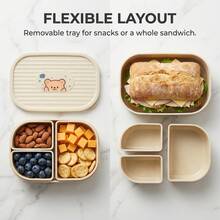 1pc Cute Pattern Plastic Lunch Box With Detachable 3-Compartment, Microwave Fruit Salad Food Storage Container, Large Capacity Divided Bento Box, Refrigerator Fresh-Keeping Box, Leak-Proof Meal Prep Box For Student Adult Use In School, Office, Picnic - Multicolor - View 5