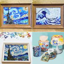 120g Blue Series Glass Mosaic Tiles - Square Trapezium Triangle Irregular-Shaped Premium Craft Decorative Pieces For Creative Art, Painting, Handmade Jewelry, And DIY Projects - A - View 4
