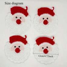 Cirelle Cute Santa Claus Knitted Coasters (With Red Hat Pom-Pom), Adorable Christmas Style Coaster Set, Winter Christmas Table Decor, Perfect For Holiday Kitchen Parties - Multiple Styles - View 9