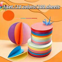 1 Pack, 10 Colors, 100 Sheets Round Colored Cardstock Thick Cut Stack Paper, DIY Handcraft Material For Art Greeting Cards, Gift Tags, Handwritten Posters, Labels; Ideal Holiday Decor, School Stationery & Back-To-School Supplies - Round - View 1