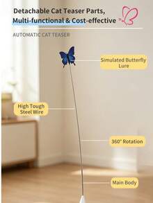 Suction Cup Fixed Dual-Use Butterfly Cat Toy With Built-In Cat 360° Rotating Suction Cup Realistic Butterfly Electric Teaser Wand With Cat For All Breeds Kittens And Adult Cats Solo Play Boredom Relief Toy - View 9