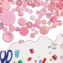 Pink 50g Round Resin Buttons - Multiple 2-Hole And 4-Hole Styles, Suitable For Sewing, Handmade Crafts And DIY Projects, Bulk Button Set, Mixed Sizes, Suitable For Handmade DIY - 50g - View 4