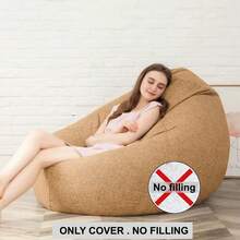 125*140cm Extra Large Bean Bag Cover, No Filling Included, Imitation Linen Polyester Fabric, Heavy-Duty Tatami Ottoman Lounge Cushion Cover, Suitable For Home, Outdoor & Beach Use, Multiple Colors Available - View 10