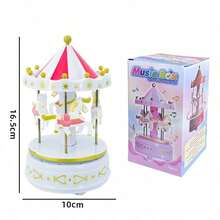 1pc "Castle In The Sky" Rotating Carousel Music Box, Creative Wind-Up Gift, Suitable For Couples, Birthday/Home Decor - A - View 13