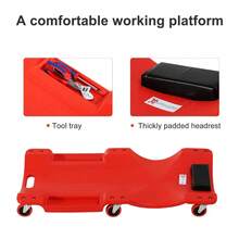 Mechanic Vehicle Creeper, Under-Car Rolling Crawler Board, With Headrest, Wheels, Red - A - View 8