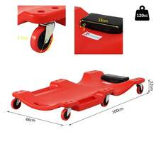 Mechanic Vehicle Creeper, Under-Car Rolling Crawler Board, With Headrest, Wheels, Red - A - View 10