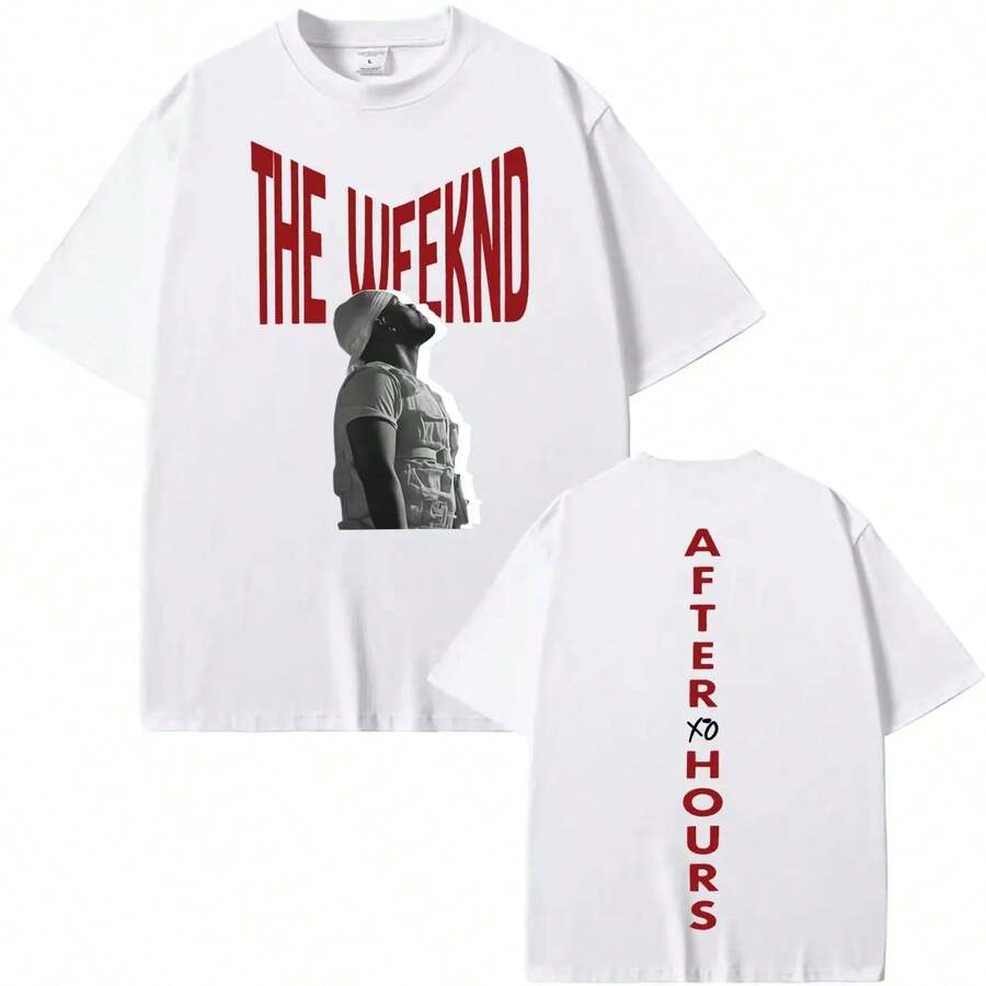 After Hours Til Dawn XO T Shirt Men's Clothing Fashion Hip Hop Punk T-Shirt Summer Tops 100% Cotton Tshirt Streetwear - White - View 1