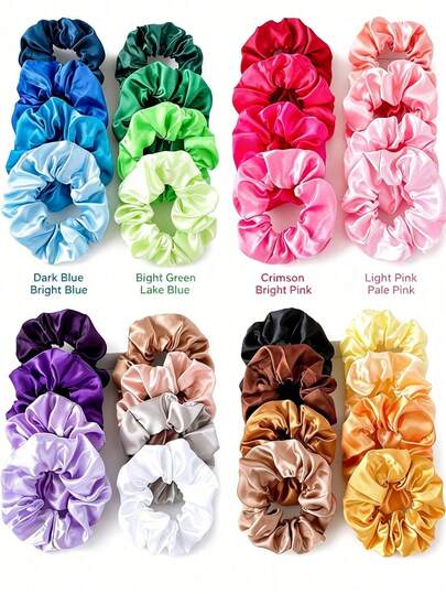 30/20/10pcs Teen Satin Faux Silk Multi-Color Scrunchies Hair Bands.Hair Ties.Hair Accessories.Thanksgiving.Christmas Gifts