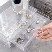 1 khay đựng trang sức acrylic trong suốt màu khói 18 ngăn dạng kéo, có thể xếp chồng, chia ngăn đựng nhẫn và bông tai, khay lưu trữ phụ kiện nhỏ chống bụi dạng mô-đun cho ngăn kéo bàn trang điểm và tủ quần áo, phong cách tối giản sang trọng Ins, quà tặng cho nữ - Trong sáng - Xem 11