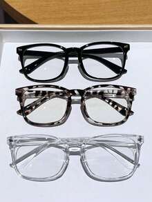 1/2/3 Pairs Unisex Transparent Glasses, Prevent Visual Fatigue, Suitable For Watching Computer, TV, Playing Games And Checking Phone, Clear Lens, Fashionable Flat Lens Eyewear - Multicolor - View 7
