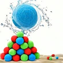 10pcs (Random Color) Reusable Water Sponge Balls, Suitable For Pool Party, Backyard Play, Multi-Player Competitive Games - Multicolor - View 4