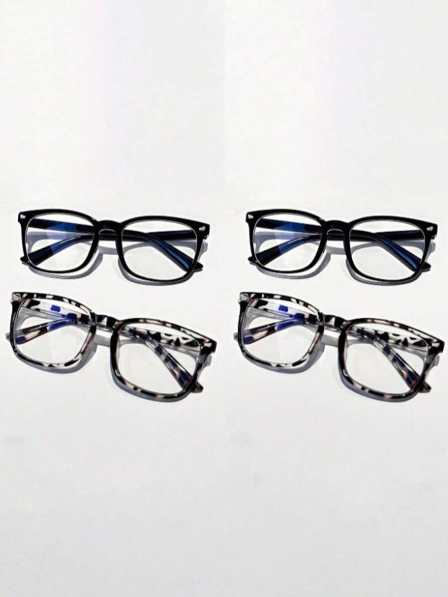 1/2/3 Pairs Unisex Transparent Glasses, Prevent Visual Fatigue, Suitable For Watching Computer, TV, Playing Games And Checking Phone, Clear Lens, Fashionable Flat Lens Eyewear - Multicolor - View 1