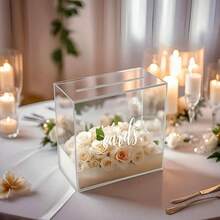 1pc Frosted Acrylic Card Box, Wedding Gift Card Box, Envelope Money Card Box For Party Birthday Graduation Wedding Decoration, DIY Card Box, Money Saving Jar, Wedding Reception Anniversary Birthday Graduation Decor, Large Gift Card Box For Wedding Banquet, No Light String - A - View 6