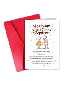 1 buah Kartu Ucapan Ulang Tahun "Pernikahan Adalah Tentang Tetap Bersama" dengan Amplop - Ucapan Cinta Romantis yang Hangat untuk Suami/Istri, Pasangan & Pasangan yang Telah Lama Bersama, Bagian Dalam Kosong - A - View 9