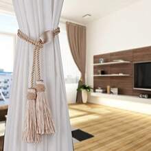 Curtain Tiebacks With Tassel, Modern Rope Window Curtain Ties Backs For Draperies, Outdoor Elegant Decorative Curtain Holdbacks - Beige - View 8