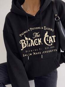 Women's Autumn/Winter New Minimalist No-Print Casual Fashion Versatile Thermal-Lined Sweatshirt Sweatshirt - Black - View 2