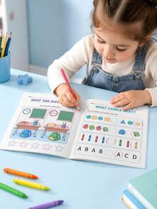 Children's English Reading Writing Math Graphic Pattern Logic Educational Workbook Early Learning Notebook Back To School Supplies Teacher Classroom Reward A5 Notebook Holiday Learning Gift - 彩色 - 查看 4