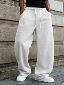 Men's Solid Color Casual Sports Pants, Pockets On Both Sides, Moisture-Wicking And Breathable Fabric, Loose And Comfortable Fit, Plus Size Loose Fit, Excellent Drape, Thin For Spring, Summer, Autumn, Fashionable And Versatile, Suitable For Sports, Fitness, Running, Casual, Outings, Outdoor, Exploration, Climbing, Camping And Daily Wear, Gift For Boyfriend, Husband And Father, Drawstring Waist Design, Sports Casual Style - Multicolor - View 4