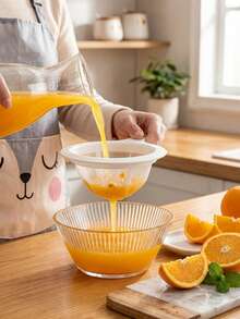 Saringan Jaring Halus Genggam, Filter Makanan Dapur yang Dapat Digunakan Kembali dengan Batang Penekan, Saringan untuk Susu Kedelai, Jus, Teh, Anggur, Tepung, Kue & Minuman Buatan Sendiri, Mudah Dibersihkan - MultiWarna - View 6