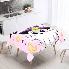 1PC Cute Ghost Print Tablecloth - Waterproof And Stain-Resistant Polyester Table Cover; Modern Minimalist Halloween Decor; Reusable; Suitable For Family Halloween Dinners And Tabletop Decoration. - I - View 1