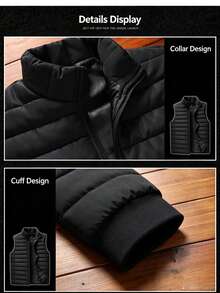 Men's Christmas Gift Zipper Front Winter Vest Jacket: Casual Cool Outdoor Sports Gift, Suitable For Family And Friends - Black - View 8