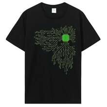 Anatomical Heart CPU Processor Computer Programmer PCB Board Geek T-Shirt Electrical Electronic Engineer Circuit Graphic Tshirt - 黑色 - 查看 1