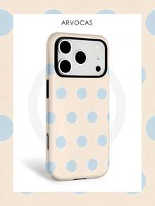 Light Pink Background Light Blue Polka Dot 2-In-1 Phone Case (PC Hard Shell Outer + TPU Inner Layer, Matte/Scratch Resistant Wear-Resistant Daily Use Gift) - Phone Case, Phone Protective Cover, Matching Phone Case - Compatible With IPhone 11 12 13 14 15 16 16e 17 18 Pro ProMax Air Galaxy S26 S25 - Matte Magnetic - View 1