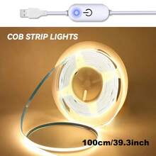 USB Powered COB Light Strip Set, Touch Dimming - Long Press To Adjust Brightness, 3 Color Temperatures Available For Birthday And Space Halloween Theme Occasions - Soft Light For TV Backlight, Bedroom - 彩色 - 查看 24