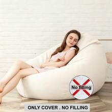 125*140cm Extra Large Bean Bag Cover, No Filling Included, Imitation Linen Polyester Fabric, Heavy-Duty Tatami Ottoman Lounge Cushion Cover, Suitable For Home, Outdoor & Beach Use, Multiple Colors Available - View 8