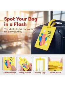 1pc Silicone Travel Luggage Tag With Waterproof ID Card, Checked Baggage Luggage Tag - Multicolor - View 3
