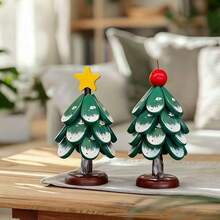 Alas Tahan Panas Pohon Natal, 1 buah Dekorasi Meja Rumah, Alas Panci Anti Panas, Tatakan Gelas & Mangkuk Kayu Solid, Gaya Minimalis Modern - View 3