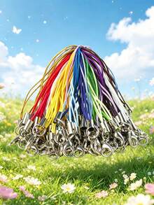50/100/200/300/500pcs Black Decorative Cord Lanyard With Lobster Clasp, Keyring Hook, Phone Case Ornament, Jewelry Accessory - Multicolor - View 5