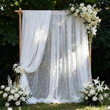 1pc 118 Inch White Pearl Transparent Tulle Fabric, Suitable For Wedding Decor, Party Backdrop, Semi-Sheer Curtains, Bridal, DIY Wedding Dress, Party, Photo Backdrop, Tablecloth, Table Runner, Banner, Gift Wrapping, DIY Crafts, Baby Shower, Home Decor, Event Backdrop, Birthday Party Supplies, Birthday Decor, Table Centerpiece Decor, White Party Supplies - White Pearl - View 11