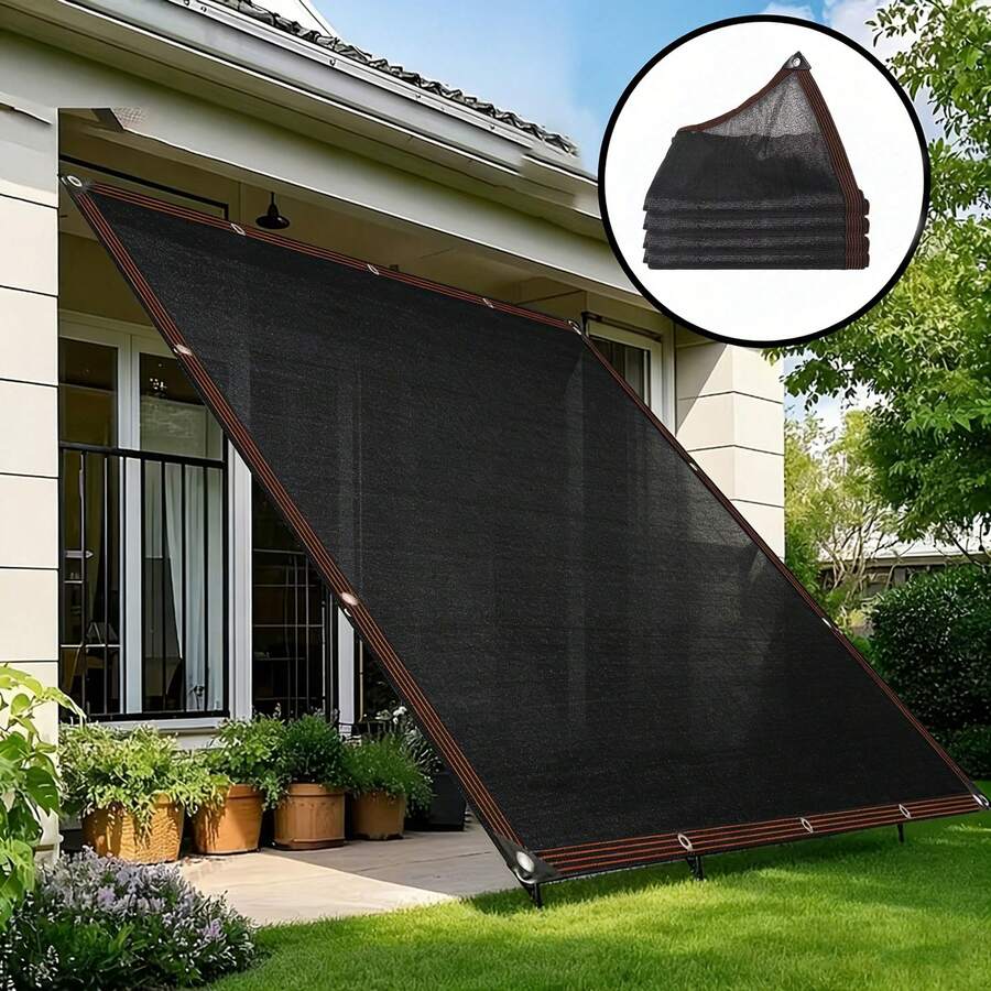 95% Shade Rate Sunshade Net With Grommets, UV Protection Shade Cloth For Greenhouse, Balcony, Garden Plants, Outdoor Awning, Outdoor Shade Curtain, Privacy Screen, Suitable For Patio, Gazebo, Flower Rack, Porch, Backyard, Lawn, Garden And Outdoor Activities - Black - View 1
