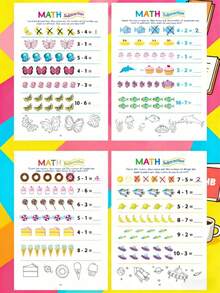 1 Book 64 Pages Math Workbook, Addition And Subtraction Within 10, Mental Math Practice Book, Preschool Math Workbook, Image-Based Formula Decomposition Calculation Book, Fun Arithmetic Problems Book, Suitable For Home Early Number Cognition Enlightenment, School, Students, Stationery, Learning Supplies, Back To School Season - A - View 3