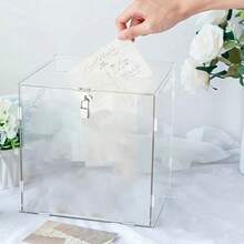 DIY Large White Acrylic Gift Card Box With Card Slot And Transparent Window, Greeting Card Storage For Wedding, Graduation, Birthday Party, Party Favor Tabletop Decor - A - View 10