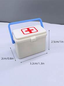 Miniature Medicine Box Model, Flip-Top Small Storage Box With Handle, Model House Decor, Desktop Gadget Storage Box, Creative Ornament, Halloween Decoration - Miniature First Aid Kit - View 3