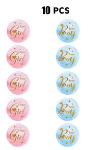 10/20/30個嬰兒洗禮性別揭曉徽章，男孩隊女孩隊徽章，鍍錫男孩女孩徽章，歡迎派對徽章，性別揭曉派對裝飾 - 彩色 - 查看 14