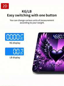 Purple Butterfly And Bird Pattern Body Weight Scale, Throom Electronic Scale, With Backlit LED Display, High Precision, Max Capacity 400lbs/180kg - A - View 8