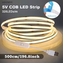 Dimmable COB LED Strip Light - 8mm Ultra-Thin Flexible Rubber Strip, 501 Button Switch, Warm White/Neutral White, 5 USB Ports, Suitable For TV Backlight, Bedroom, Kitchen Cabinet, Wardrobe High Brightness LED Lighting, Modern Lighting, High Quality LED Light - Multicolor - View 17