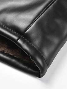 Men's Winter Daily Commute Fashion Casual New Thermal Lined Hooded Leather Jacket - Black - View 7