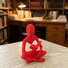 1pc 2026 New Hot-Selling 3D Printed Reading Quiet Chapter Creative Novelty Figurine Desktop Ornament, Minimalist Abstract Reader Statue Decor, Modern Artist Home Decor For Study, Living Room, Desktop, High-End Style - Multicolor - View 10