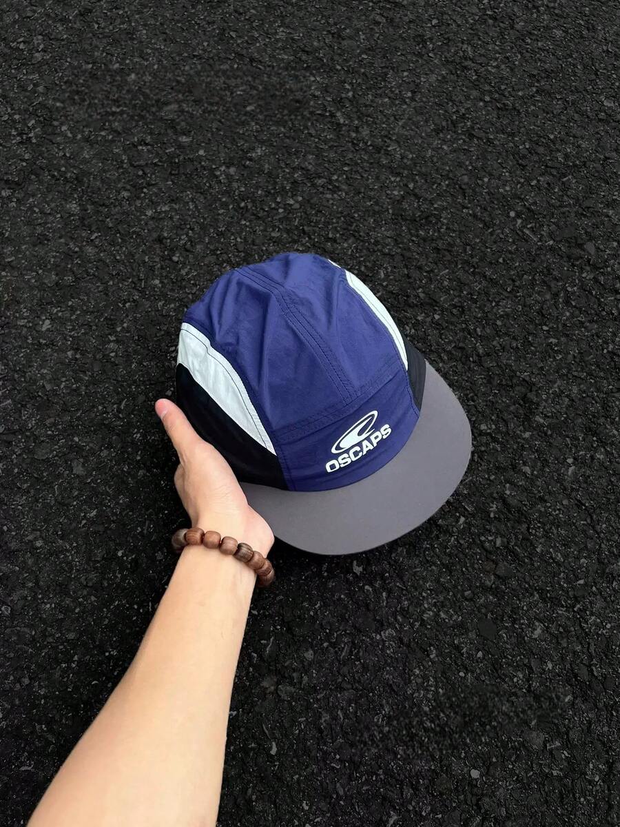 1pc Colorblock Quick-Dry Baseball Cap Summer Letter Print 5-Panel Baseball Cap Men Outdoor Hiking Running Sun Protection Hat - OS Quick-drying Cap - View 1