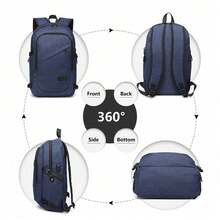Laptop-Rucksack mit USB-Anschluss – Diebstahlgeschützt, wasserabweisend & leicht – Business- & Reise-Computerrucksack, Arbeitsrucksack passend für 15,6-Zoll-Laptop, für Damen und Herren - Königsblau - Übersicht 3